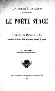 Cover of: Le poète Stace: discours inaugural