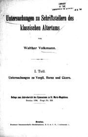 Cover of: Untersuchungen zu Schriftstellern des klassischen Altertums. by von Walther Volkmann.