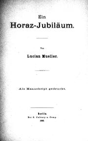 Cover of: Ein Horaz-Jubiläum by Lucian Müller