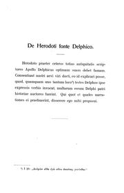 Cover of: De Herodoti fonte Delphico