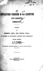 Cover of: De contractione verborum in [eo] exeuntium apud Herodotum commentatio by scripsit ... E.E. Noren.