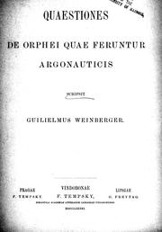 Cover of: Quaestiones de Orphei quae feruntur Argonauticis