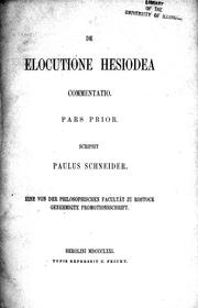 Cover of: De elocutione Hesiodea: pars prior