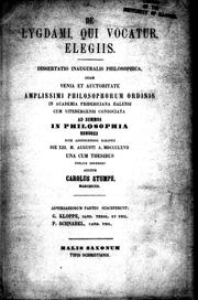 Cover of: De Lygdami qui vocatur, elegiis by Carolus Stumpe.