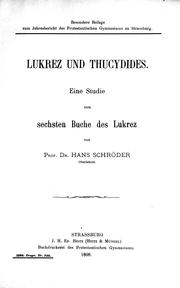 Cover of: Lukrez und Thucydides by von Hans Schröder.
