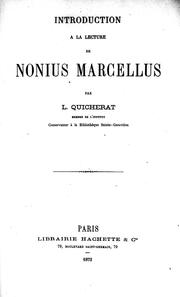 Cover of: Introduction à la lecture de Nonius Marcellus