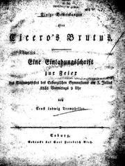 Cover of: Einige Bemerkungen über Cicero's Brutus by von Ernst Ludwig Trompheller.