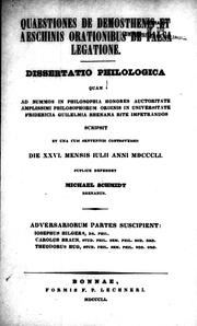 Quaestiones de Demosthenis et Aeschinis orationibus de falsa legatione by Michael Schmidt