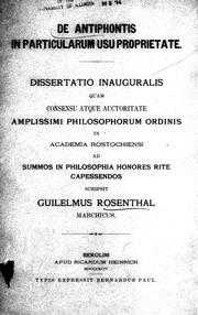 Cover of: De Antiphontis in particularum usu proprietate