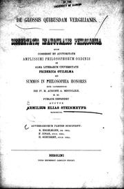 Cover of: De glossis quibusdam Vergilianis: dissertatio inauguralis philologica ...