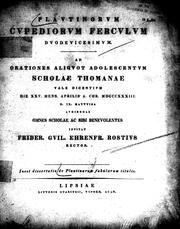 Cover of: Plavtinorum cvpediorum ferculum dvodevicesimum by Frider. Guil. Ehrenfr. Rostius.