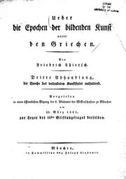 Cover of: Ueber die Epochen der bildenden Kunst unter den Griechen by Friedrich Wilhelm von Thiersch
