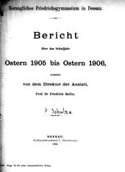 Cover of: Bericht über das Schuljahr Ostern 1905 bis Ostern 1906