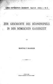 Cover of: Zur Geschichte des Bühnenspiels in der römischen Kaiserzeit