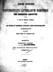Cover of: De scholiis Horatianis commentatio by Hermann Usener
