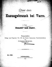 Cover of: Über den Kasusgebrauch bei Varro. by Johann Sitzler