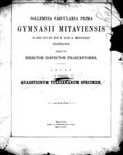 Cover of: Quaestionum Tullianarum specimen by J. Vogel