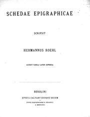 Cover of: Schedae epigraphicae