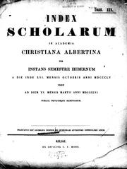 Cover of: Index scholarum in Academia Christiana Albertina ... MACCLV-VI ... habendarum: Praefatus eat Georgius Curtius de Quibusdam Antigonae Sophocleae locis