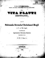 Cover of: De vita Plauti disputatio
