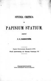 Cover of: Studia critica in Papinium Statium