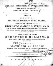 Cover of: De legibus quibusdam subtilioribus sermonis Homerici dissertatio II