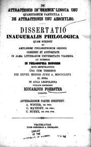 Cover of: De attractionis in Graeca lingua usu: Quaestionum particula I : De attractionis usu Aeschyleo