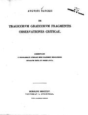 Cover of: De tragicorum Graecorum fragmentis observationes criticae