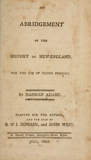 Cover of: abridgment of the history of New-England: for the use of young persons : now introduced into the principal schools in this town