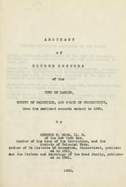 Abstract of church records of the town of Darien by Spencer Percival Mead