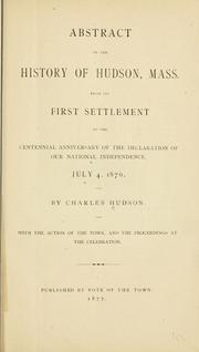 Abstract of the history of Hudson by Hudson, Charles