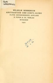 Cover of: Abstraktion und Einfühlung by Wilhelm Worringer