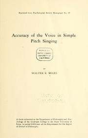 Cover of: Accuracy of the voice in simple pitch singing