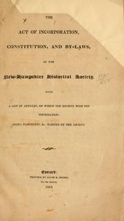 Cover of: act of incorporation