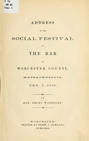 Cover of: Address at the social festival of the bar of Worcester County