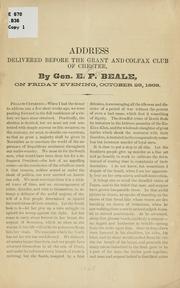 Cover of: Address delivered before the Grant and Colfax club of Chester