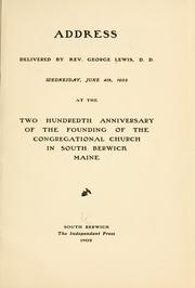 Address delivered by Rev. George Lewis, D. D by George Lewis