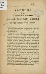 Cover of: Address of the New Jersey Democratic state central committee to the voters of the state.