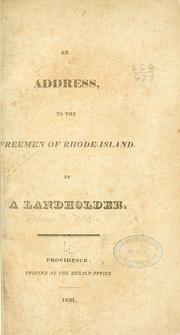 An address, to the freemen of Rhode-Island by Elisha Reynolds Potter