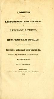 Address to the landholders and farmers of Newport County by Tristam Burges
