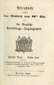 Aktenstücke betreffend das Bündniss von 26sten Mai und die deutsche Verfassungs-Angelegenheit