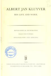 Cover of: Albert Jan Kluyver: his life and work.