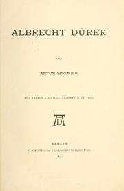 Cover of: Albrecht Dürer