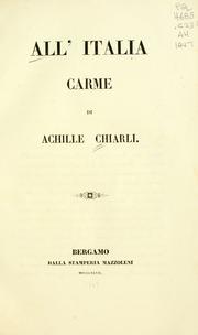 Cover of: All'Italia carme by Achille Chiarli