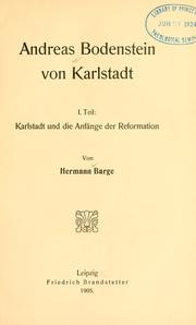 Cover of: Andreas Bodenstein von Karlstadt by Hermann Barge