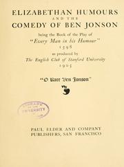 Cover of: Elizabethan humours and the comedy of Ben Jonson by Stanford University. English Club