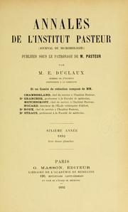 Cover of: Annales de l'Institut Pasteur by 