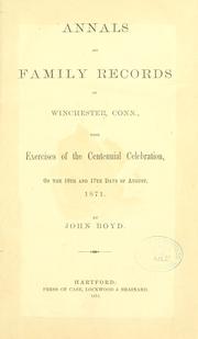 Cover of: Annals and family records of Winchester, Conn by John Boyd