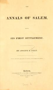 Cover of: annals of Salem, from its first settlement.