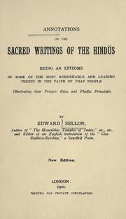 Cover of: Annotations on the sacred writings of the Hindüs by Edward Sellon